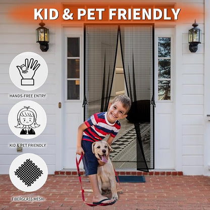 Fiberglass Magnetic Screen Door Fit Door Size 30 x 80 in- Heavy Duty Fiberglass - Image 4
