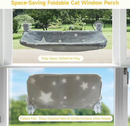 Homegroove 2 Pack Cat Window Perch, 24 x 12 Inch Foldable Cat Hammock - Image 4