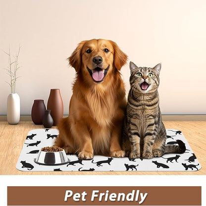 Funny Black Cat Dog Food Mat, Absorbent Pet Feeding Mat - Image 6