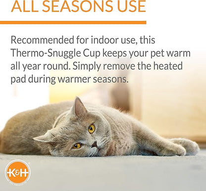 K&H Pet Products Heated Cat Bed Indoor, Thermo-Snuggle Cup Bomber Soft Heated - Image 9