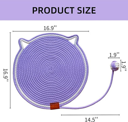 Cat Scratcher Mat, Natural Cotton Rope Cat Scratching Pad, 16.9'' Round Cat - Image 2