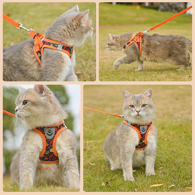 SCENEREAL Fall Thanksgiving Cat Harness and Leash Set Escape Proof, Soft Mesh - Image 6