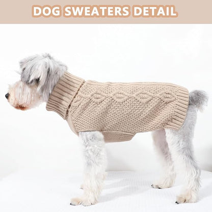 Dog Sweaters for Small Dogs Turtleneck Pullover Puppy Sweater Sleeveless Cable - Image 6