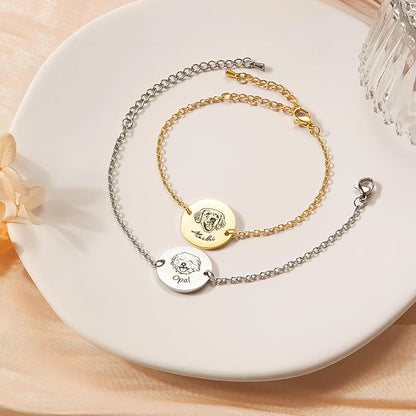 Anavia Personalized Pet Portrait Bracelet, Handmade Engraved Stainless Steel - Image 8