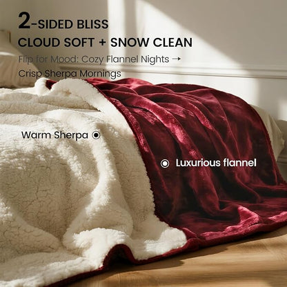 gogobunny Waterproof Bed Blanket, Reversible Sherpa Fleece Throw Blanket - Image 4