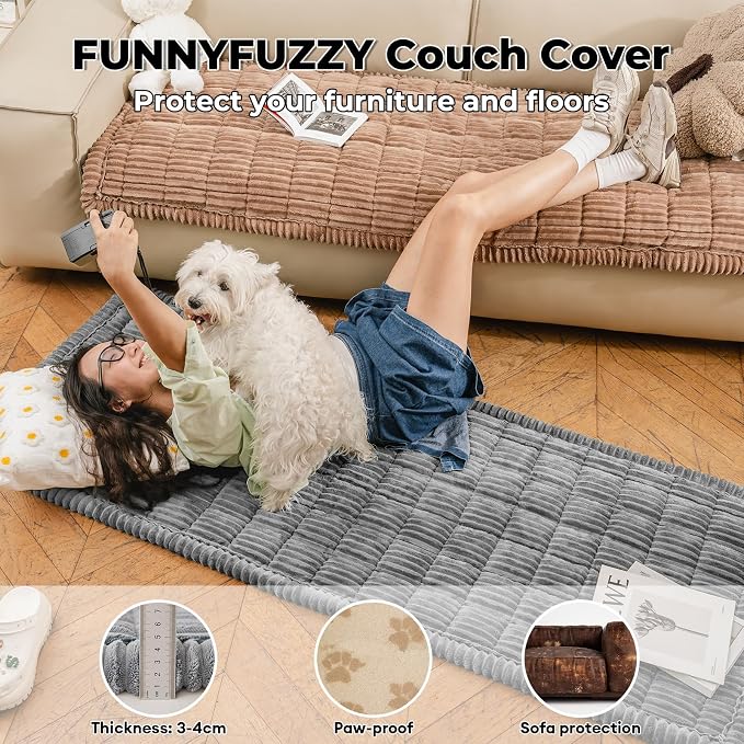 FUNNY FUZZY Pet Couch Covers for Sofa, Washable Dog Couch Cover Protector for - Image 4