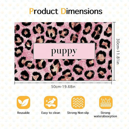 Puppy Feeding Mat 20x12 inch Pink Leopard Print Dog Bowl Placemat Non Slip Mat - Image 6