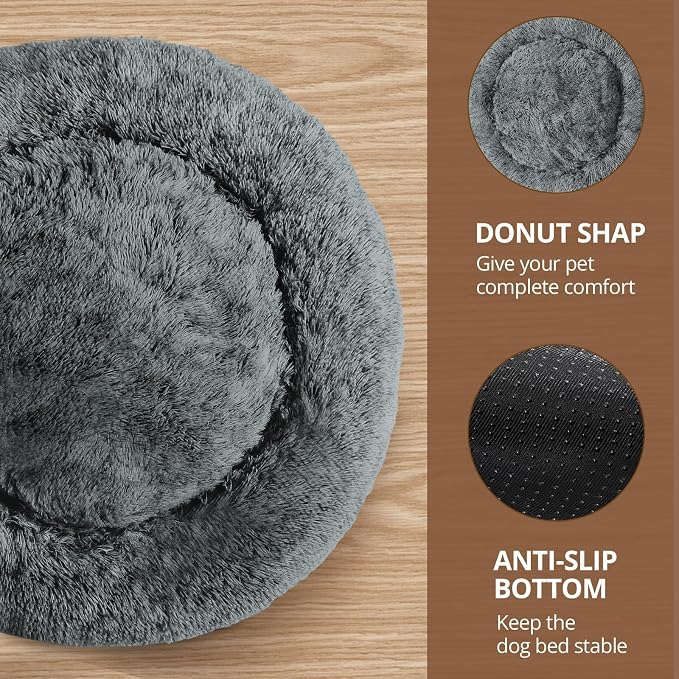 JOLLYVOGUE Calming Dog Bed Medium Size Dog, Anti-Anxiety Donut Medium Pet Bed - Image 3