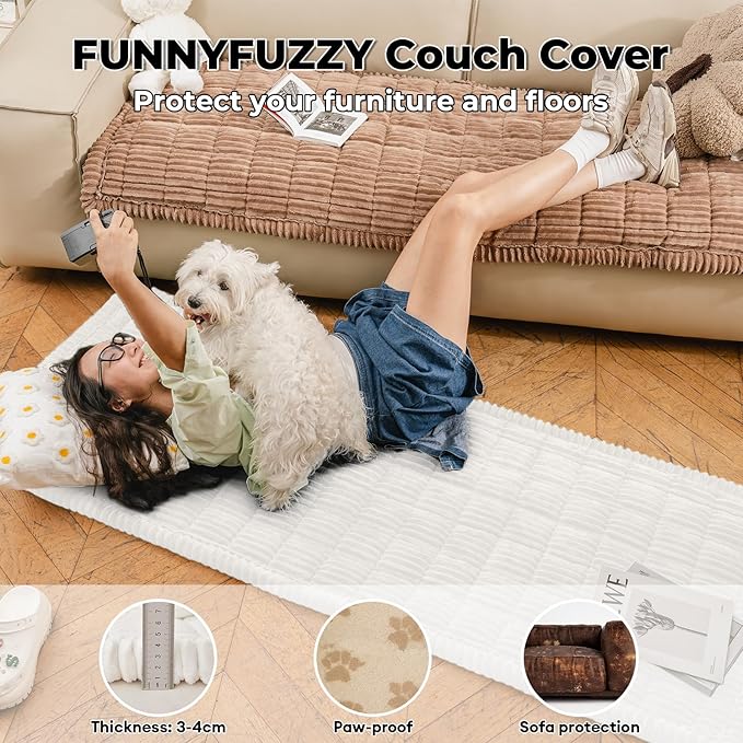 FUNNY FUZZY Pet Couch Covers for Sofa, Washable Dog Couch Cover Protector for - Image 2