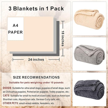 3 Blankets, Dog Cat Pet Blanket, Soft Warm Fleece, - Image 2