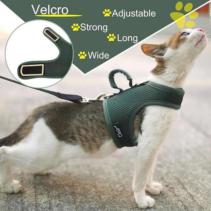 Cat Harness and Leash for Walking Escape Proof Breathable Mesh Fabric, Solid - Image 5