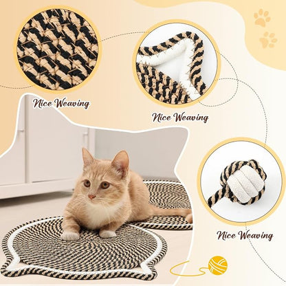 25.6 Inch Large Scratching Mat for Indoor Cats Natural Cotton Rope Flat - Image 3