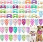 Sanwuta 50 Pcs Dog Bandanas and Collar Bow Ties Set 25 Bandanas Bulk 25 Charm by Sanwuta