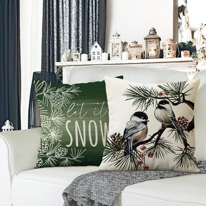 Fahrendom Hello Winter Green Decorative Throw Pillow Covers 20 x 20 Set of 4 - Image 3