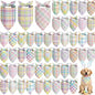 Abbylike 50 Pcs Easter Plaid Dog Bandanas Bulk Pastel Plaid Bandanas by Abbylike