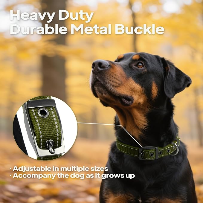 PetiFine Dog Collar for Large Dogs, Neoprene Padded and Adjustable, Reflective - Image 3