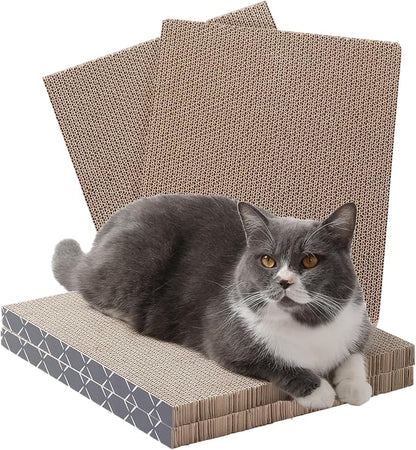 Hide & Scratch Cat Scratcher Pad – 4 Pack | Double-Sided Cardboard Refills by HideScratch