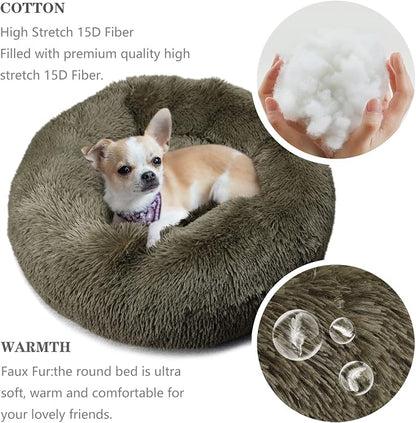 Calming Donut Dogs Beds for Small Dogs Washable, 19inch Fluffy Round Puppy Bed - Image 4