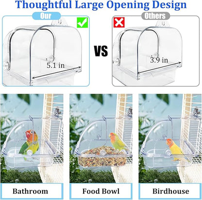 Tfwadmx Bird Cage Bath Hanging Parrot Bath Tub Water Shower Food Feeder Holder - Image 4
