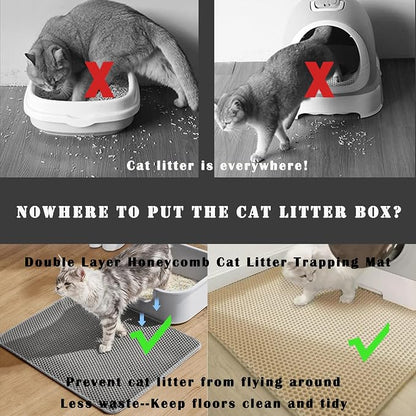 HCY&WLD 2-Pack Cat Litter Mat, Double Layer Honeycomb Waterproof Urine Proof - Image 2