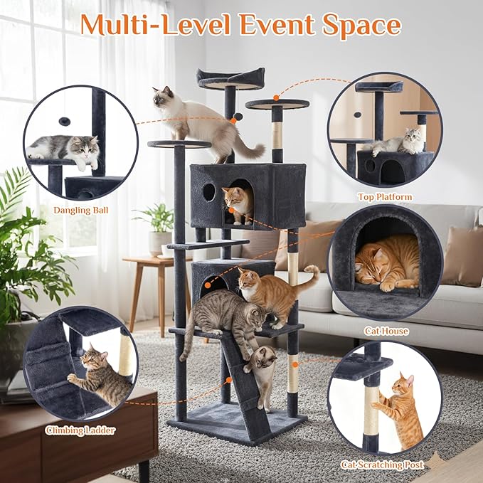 Sweetcrispy 70 Inch Cat Tree Tower, Indoor Cat Condo - Image 5