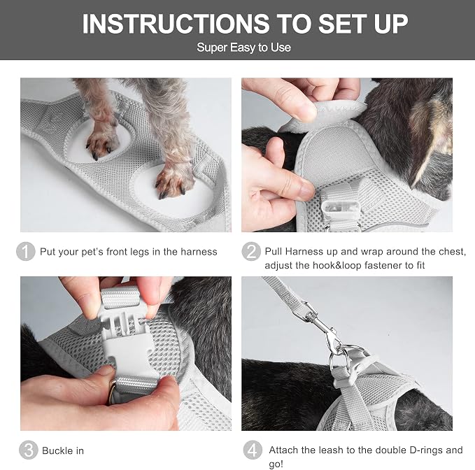 Fida Comfy Dog Harness with Leash, Soft Puppy Vest Escape Proof, Breathable - Image 5