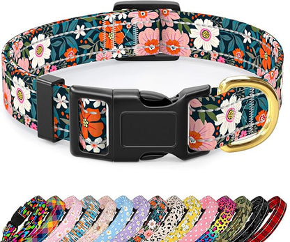 Reflective Dog Collar for Small Dogs, Cute Flower Theme Adjustable Heavy-Duty by TMOODEL