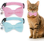Cat Collar Breakaway with Bells, Soft Cotton Pink Cat Bowtie Collar by DILLYBUD