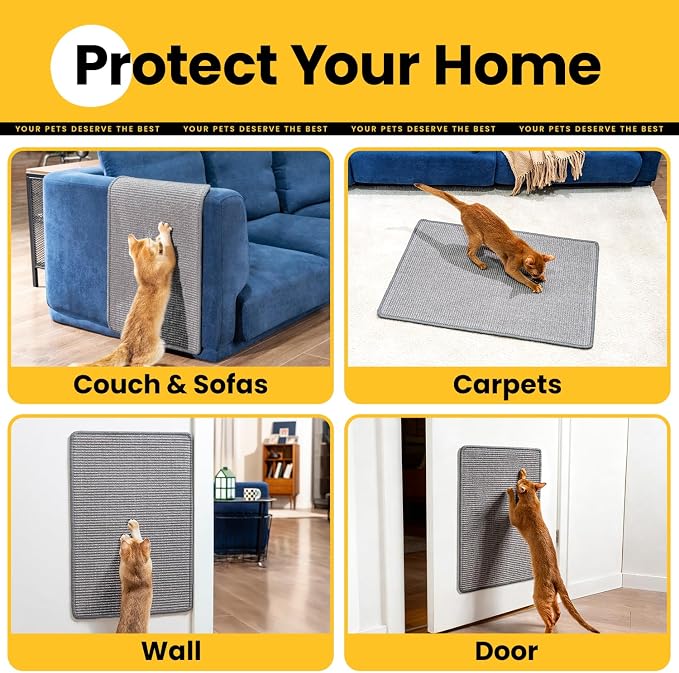 Cat Scratcher Mat, Natural Sisal Cat Scratch Pad, Horizontal Floor Cat - Image 2