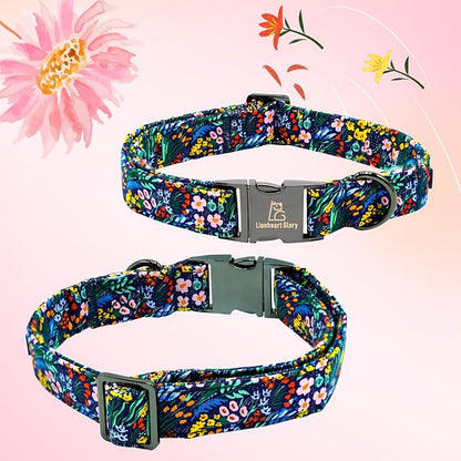 Lionheart glory Dog Collar Darkblue Flower Dog Bow Collars Floral Dog Collar - Image 6