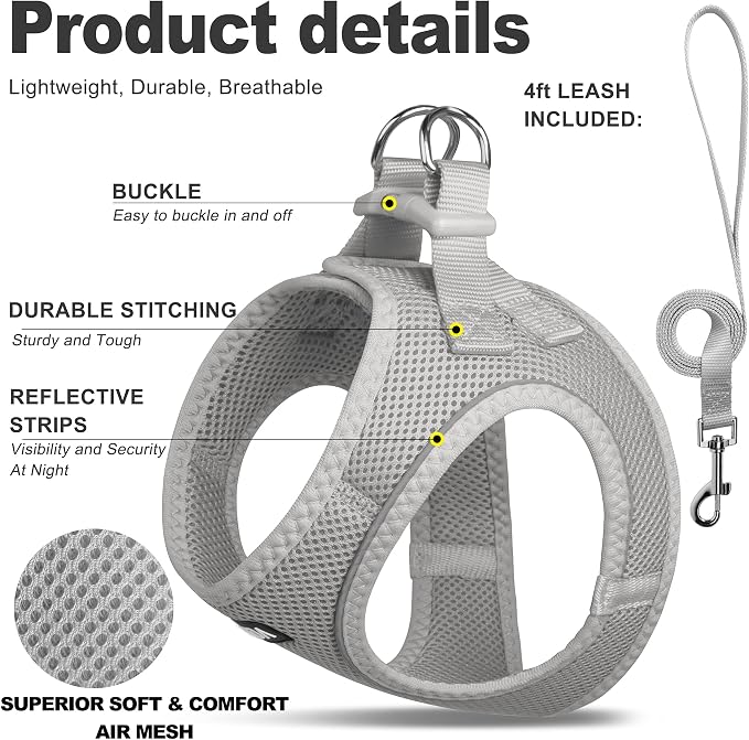 Fida Comfy Dog Harness with Leash, Cat Vest Harness Escape Proof, Breathable - Image 2