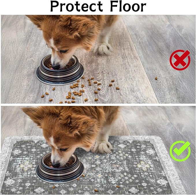 Pet Food Mats for Floor, Absorbent Dog Mat for Food and Water Dispenser Mat - Image 3