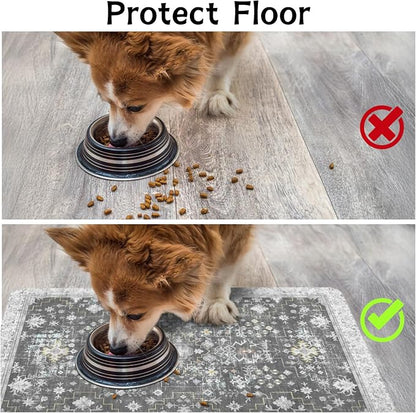 Pet Food Mats for Floor, Absorbent Dog Mat for Food and Water Dispenser Mat - Image 3