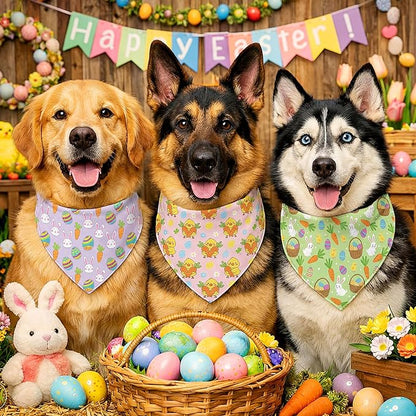 Abbylike 50 Pcs Easter Dog Bandanas Bulk Bunny Egg Carrot Bandanas - Image 4