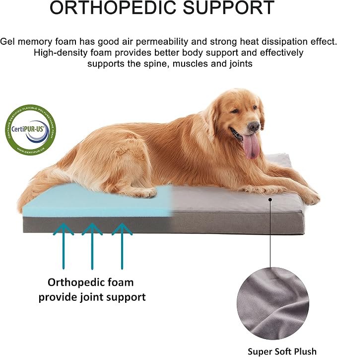 Orthopedic Memory Foam Bed for Large Dogs, Waterproof Cooling Pet Mats for Crate - Image 3