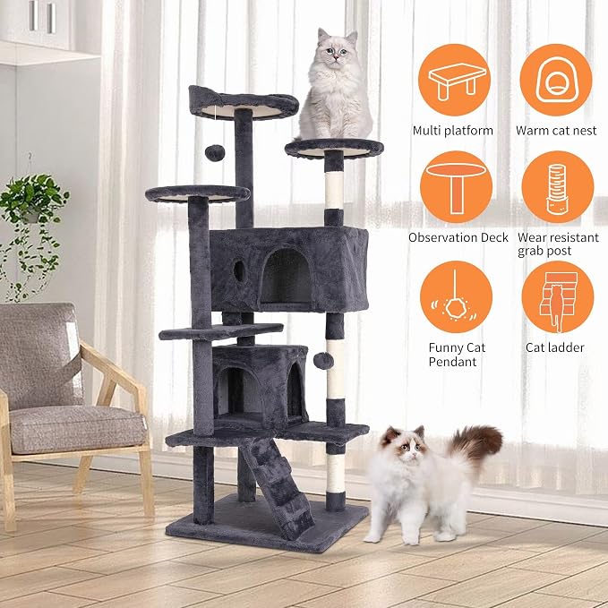 Cat Tree for Indoor Cats, Space Saving Cat Activity Center, Durable Pet Play - Image 2