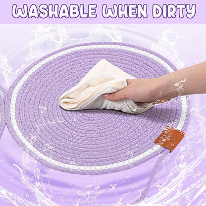 25.6 Inch Large Scratching Mat for Indoor Cats Natural Cotton Rope Flat - Image 4