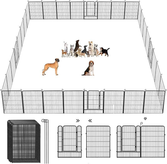 Dog Playpen Dog Fence Outdoor for Yard, 32inch 42 Panels Dog Pens Outside by Jhsomdr