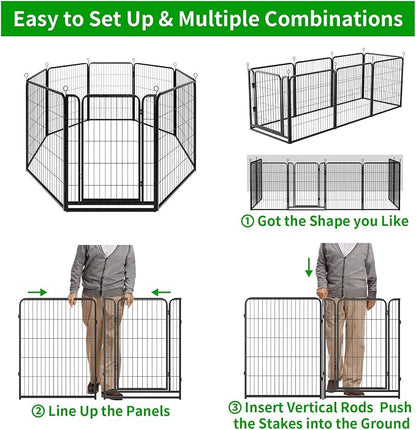 Dog Playpen Outdoor Extra Wide 8 Piece Panels Heavy Duty Dog Fence 40" Height - Image 8
