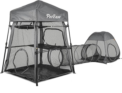Catio Outdoor Cat Enclosure, 3-in-1 Extra Large Portable Cat Playpen by PETEASE
