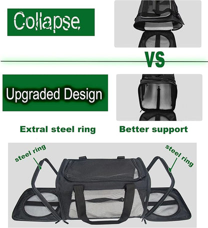 Soft-Sided Pet Carrier for Cats Small Dogs of 15 Lbs Medium Black - Image 2