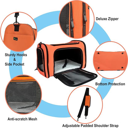 Soft Sided Carrier for Small Medium Cats Dogs, TSA Airline Approved Collapsible - Image 3