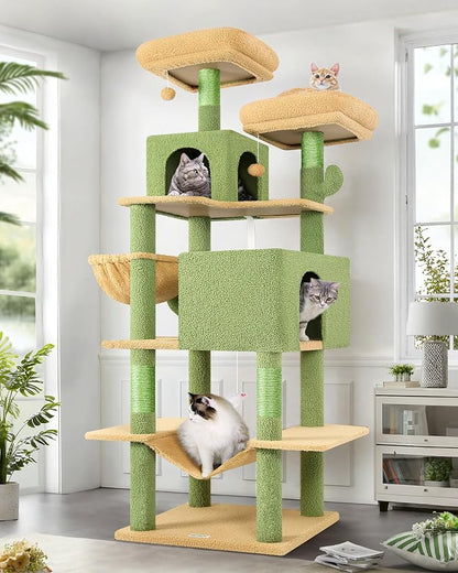 Globlazer Cactus Cat Tree Tower 76-Inch Extra Tall Multi-Level Cat Furniture by Globlazer