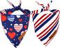 Realeaf 4th of July Dog Bandanas 2 Pack, Reversible American Flag Pet Scarf by Realeaf
