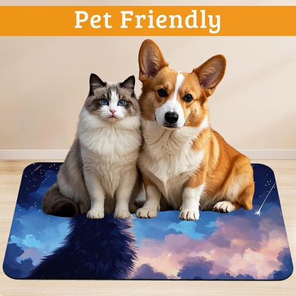 Cat Dog Food Mat, Starry Night Absorbent Pet Feeding Mat - Image 2