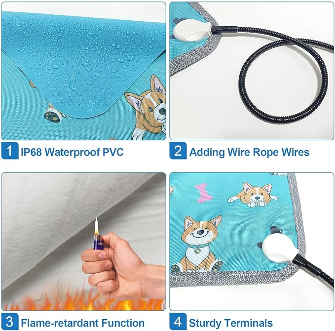 Dog Heating Pad 28×18 in Waterproof Heated Dog Bed, Smart Thermostat Switch - Image 4