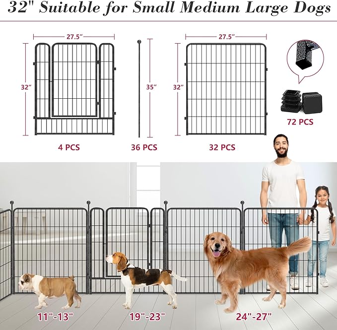 Dog Playpen 32 inch 36 Panels Indoor Outdoor Dog Pen - Image 3