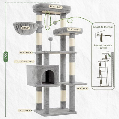 Cat Tree for Indoor Cats, 55.1 inch Cat Tower - Image 7