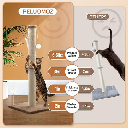 36'' Tall Cat Scratching Post, Large Sisal Scratch Post - Image 4