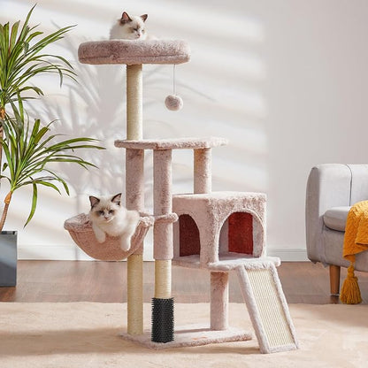 Heybly Cat Tree with Cat Self Groomer Brush, Cat Tower Condo - Image 2